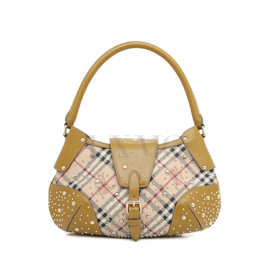 Burberry Check Stud Hobo Shoulder Bag 3712587