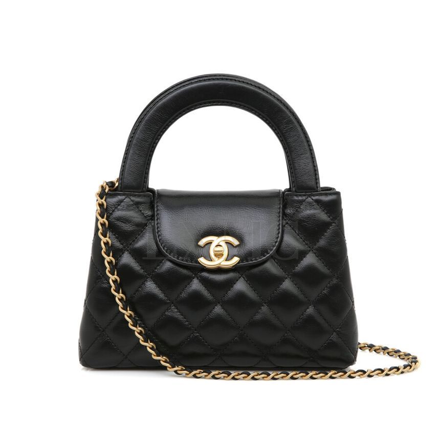 CHANEL Small Top Handle Mini Cross Calfskin Black Mini Bag AS4416