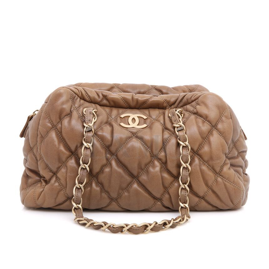 CHANEL Bubble Quilt Chain Shoulder Bag A35615 Brown Gold SKU