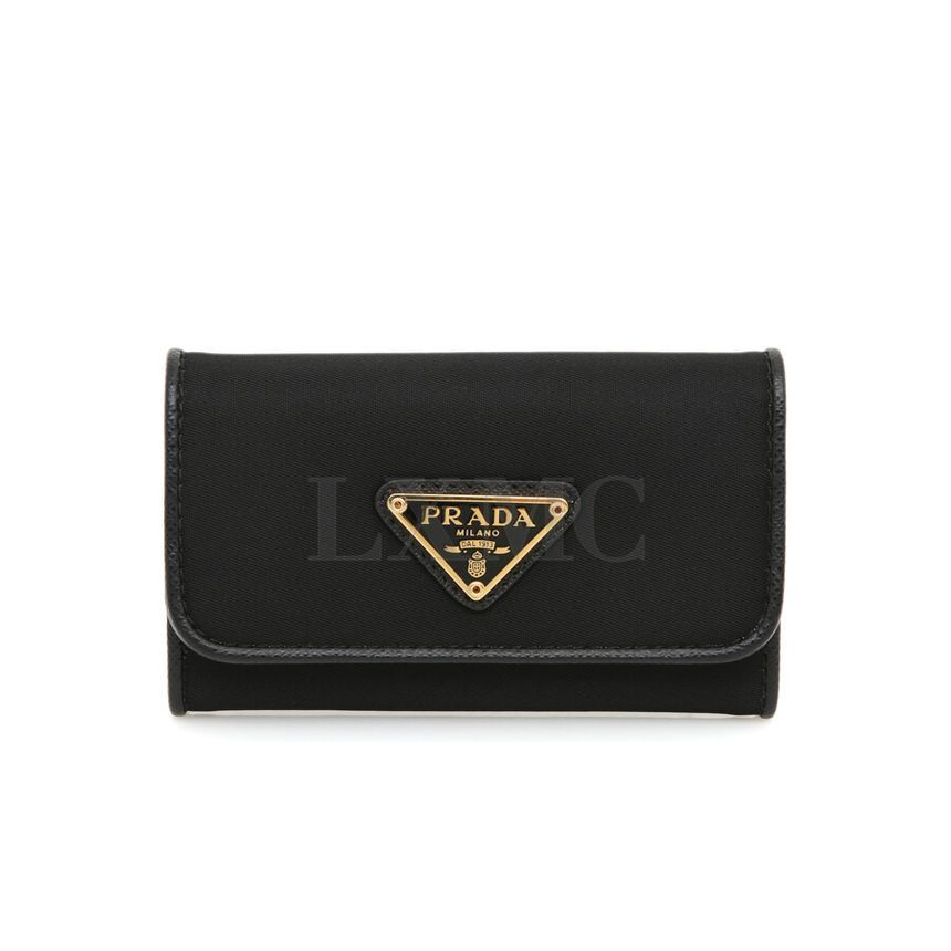 Prada 1PG004 Triangle Logo Nylon Card Wallet 6-KEY