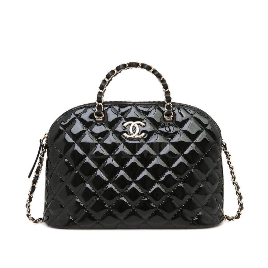 CHANEL Small Shopping Bag Pendant Black Chain Cross AS3969