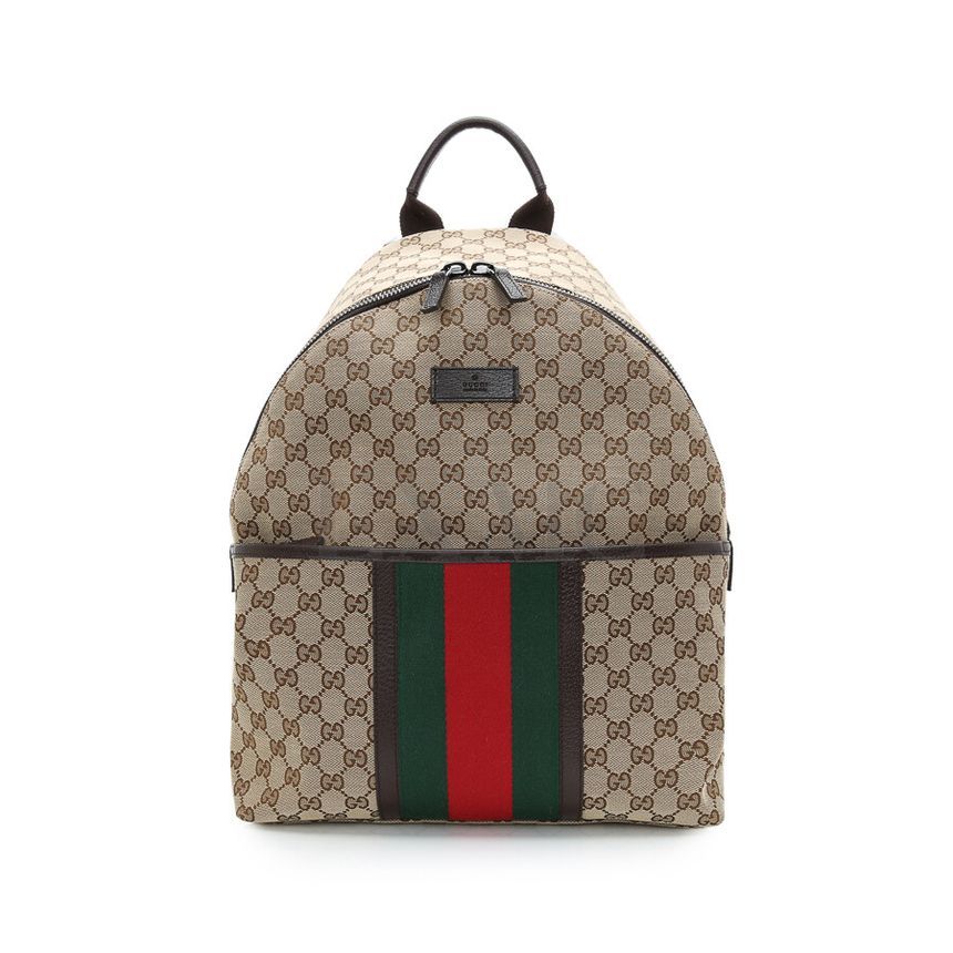 Gucci Unisex Brown Luxury Triple Stripe Backpack 190278