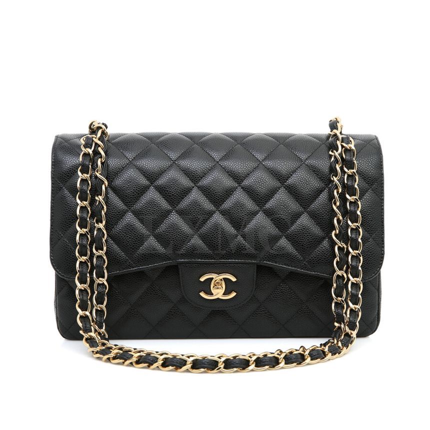 CHANEL Classic Large Flap Bag Caviar Jumbo Chain Shoulder Bag A58600