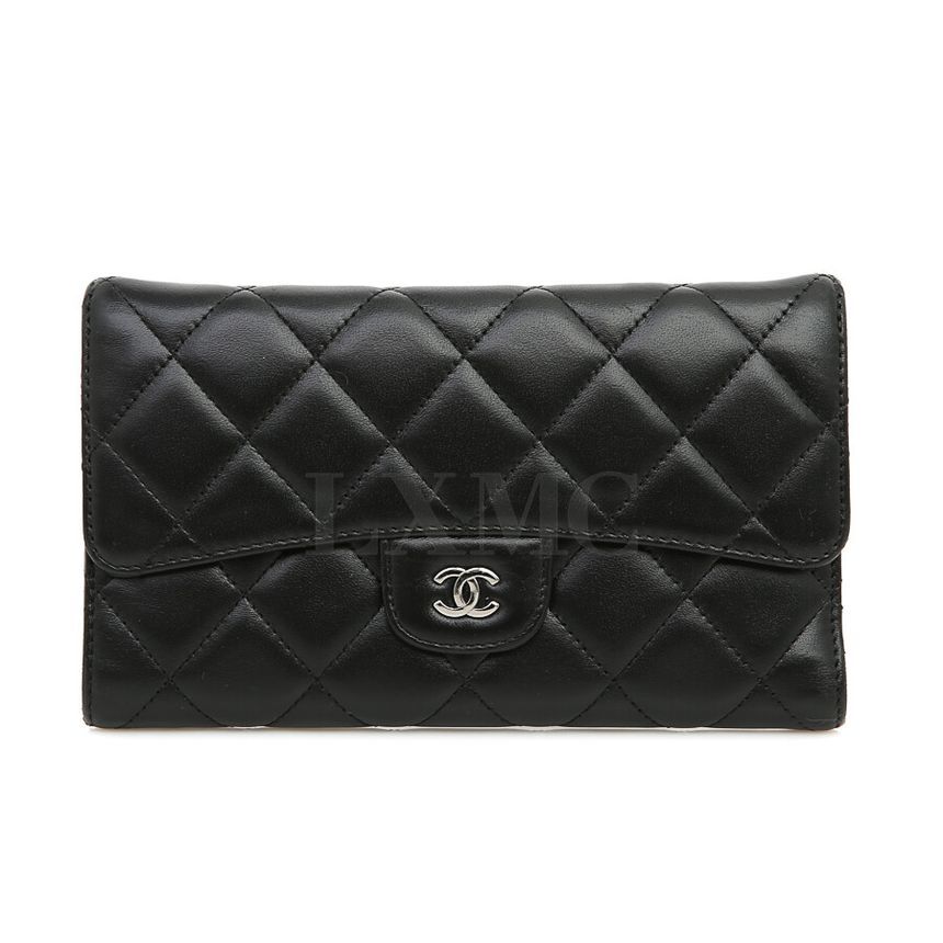 CHANEL Classic Lambskin Flap Wallet Black Wallet SKU