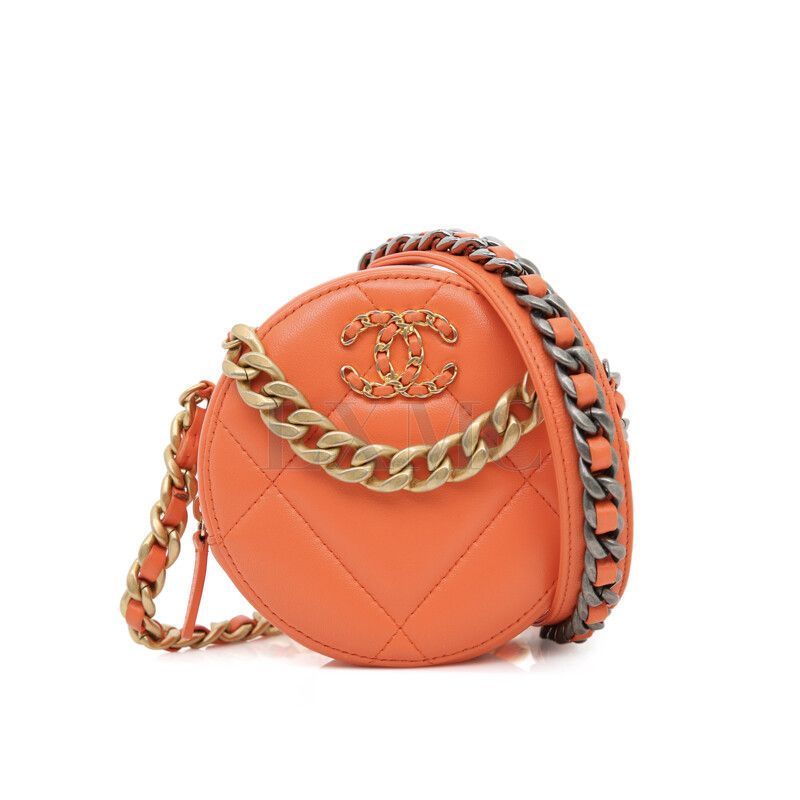 CHANEL Tambourine Mini Cross Chain Bag Vanity 19 white C2554