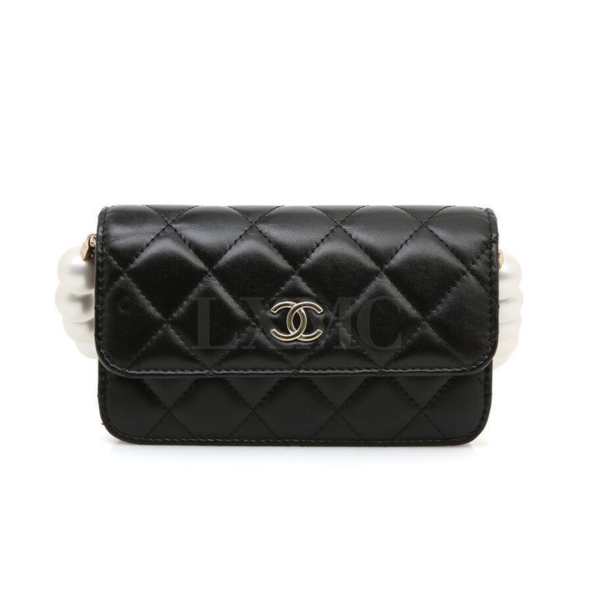 CHANEL Pearl Chain Mini Bag Flap Cross WOC AP1898