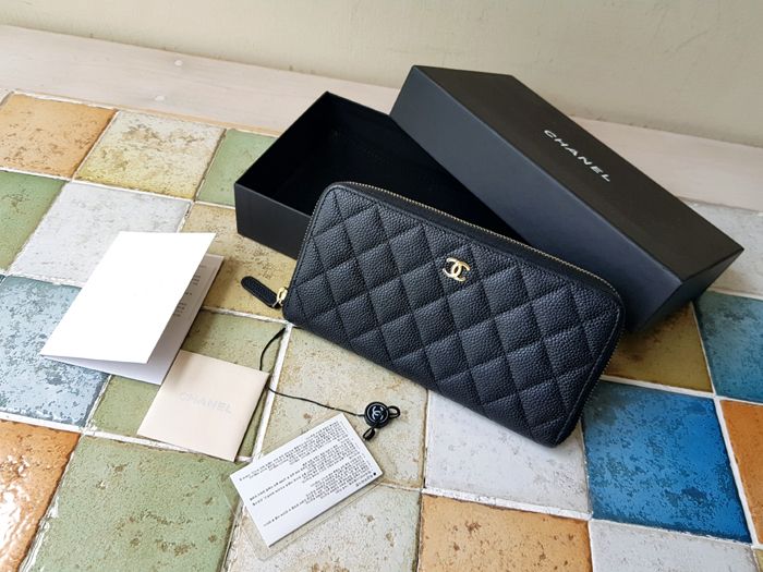CHANEL Women's Caviar Gold Zip Wallet - SKU987654