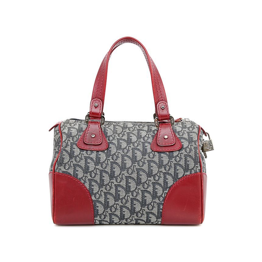 Dior Vintage Oblique Boston Small Denim Tote Bag SKU# []
