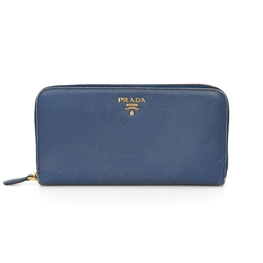 Prada Zipper Wallet 1ML506 Sophiano Blue Etoupe - Women's