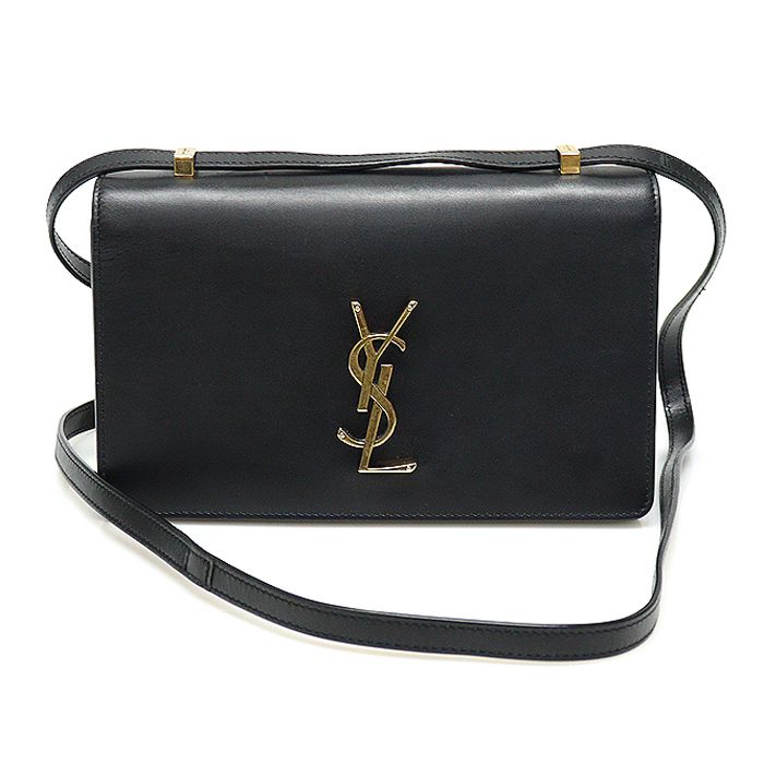 Saint Laurent Monogram Accordion Flap Small Shoulder Bag 601310 Black Calfskin with Gold Hardware (SKU: EP53281YSL)