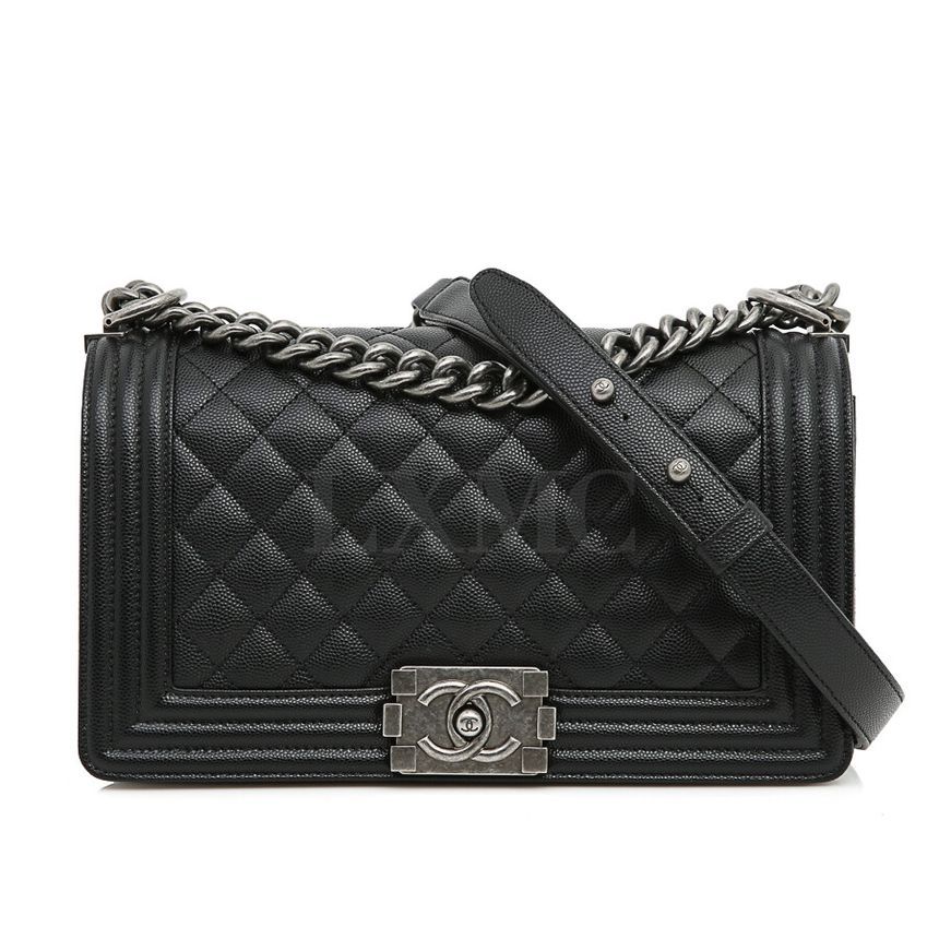 CHANEL Classic Caviar Boy Bag Black Chain Bag A67086
