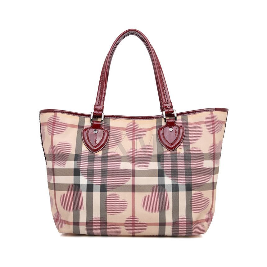 Burberry Heart Check Shoulder Bag Supernova Red Shopper Bag SKU123