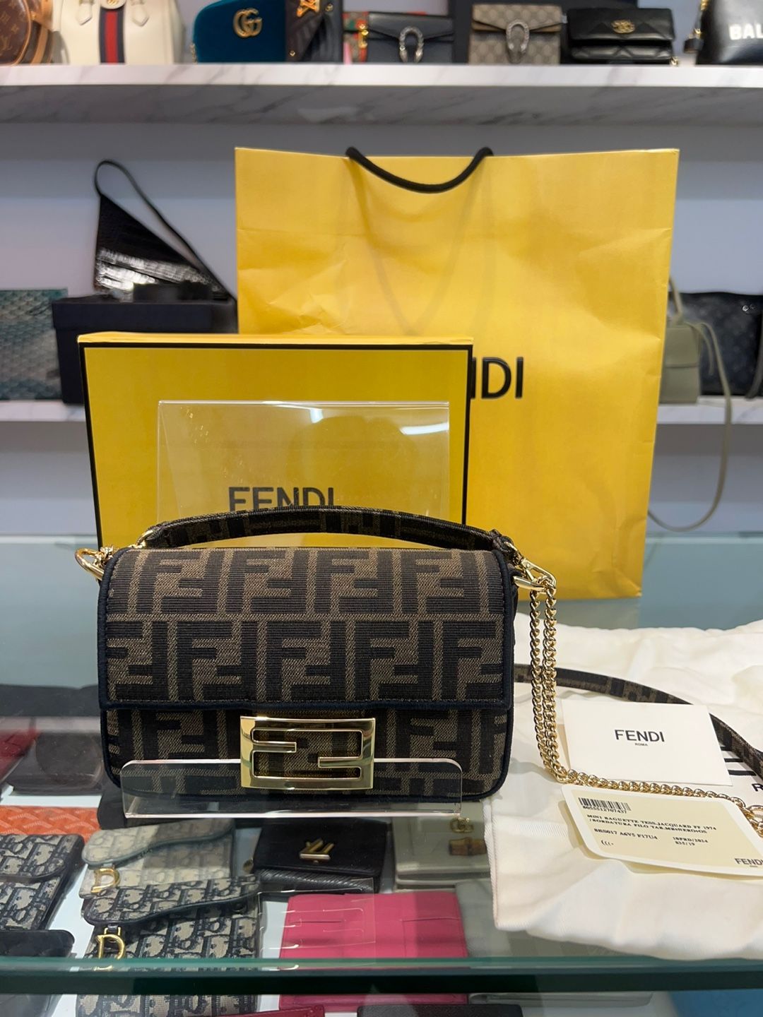 Fendi Mini FF Jacquard Baguette Bag (Disposable) - Fabric Bag