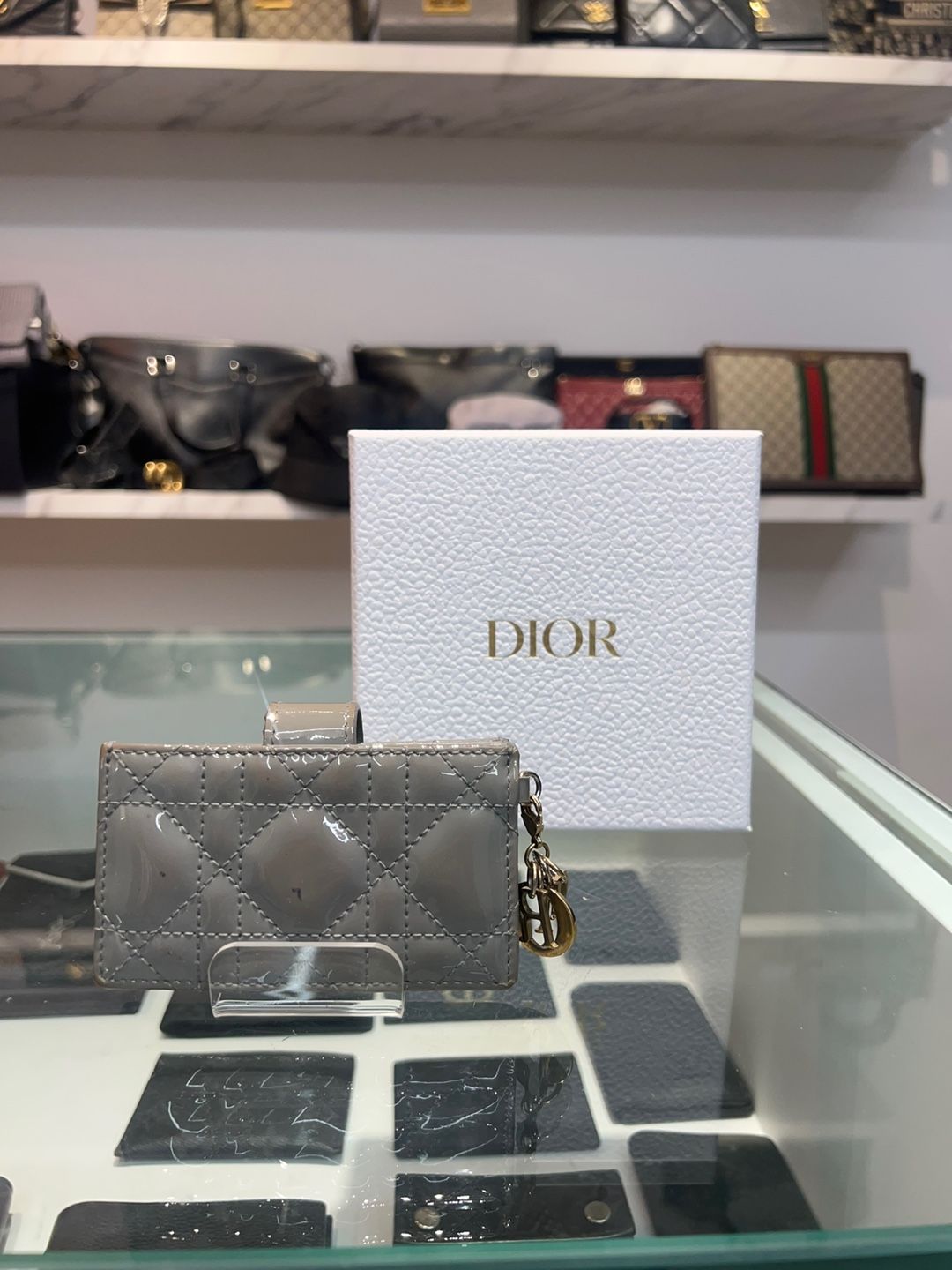 Dior Enamel Card Wallet Gray - SKU
