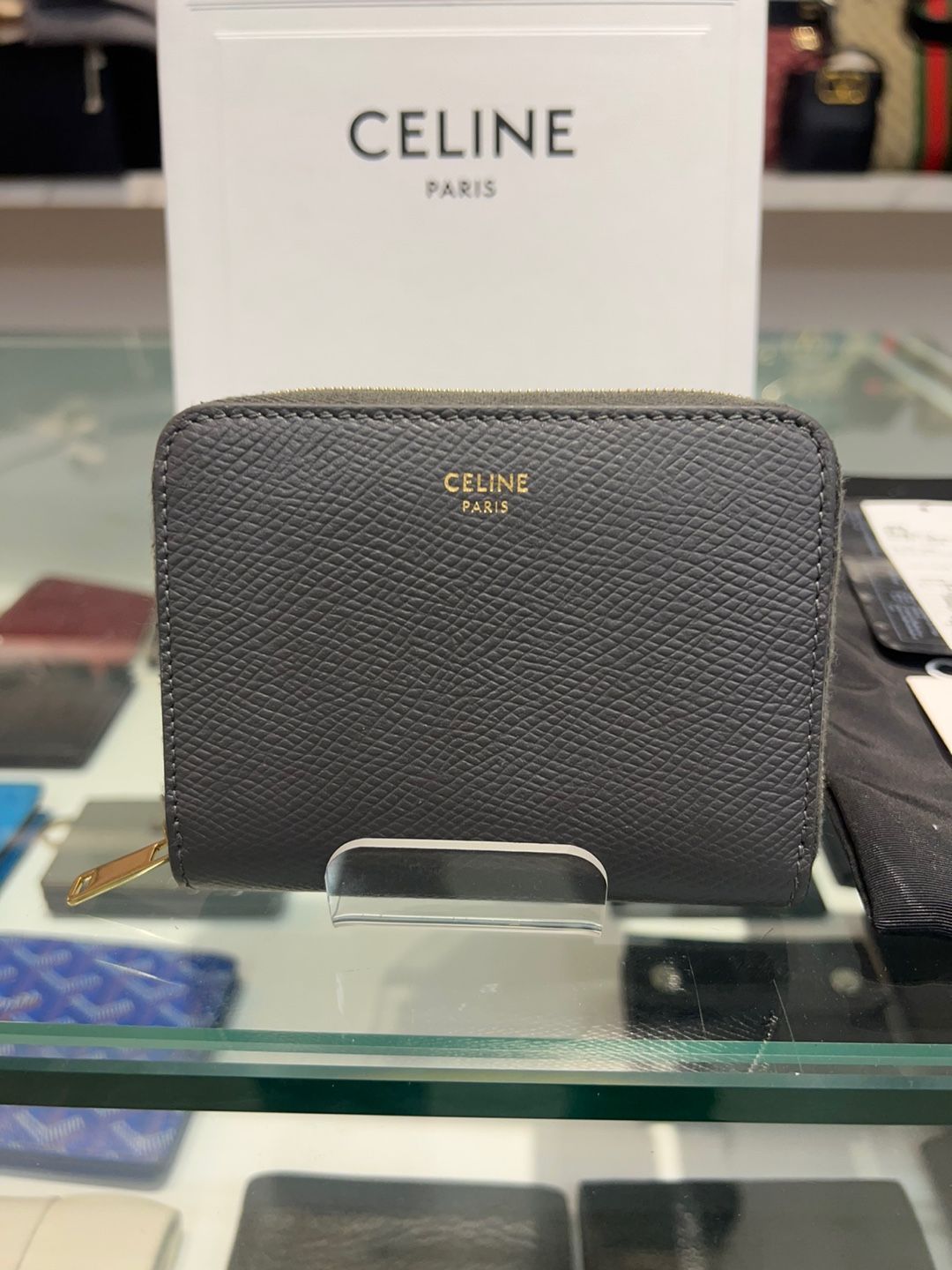 Celine Zipper Card Wallet Gray SKU123