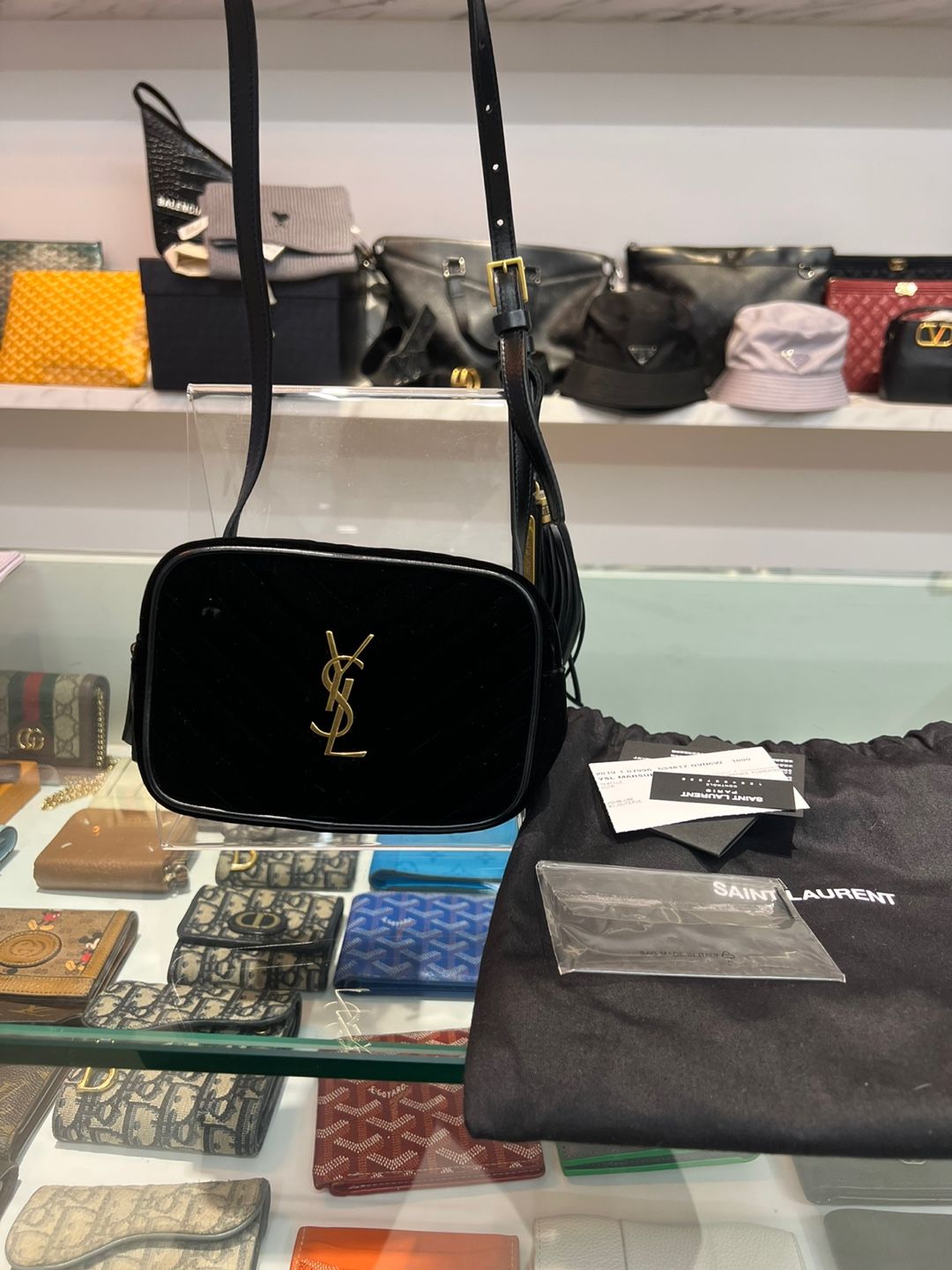 Saint Laurent Velvet Black Crossbody Bag (534817)