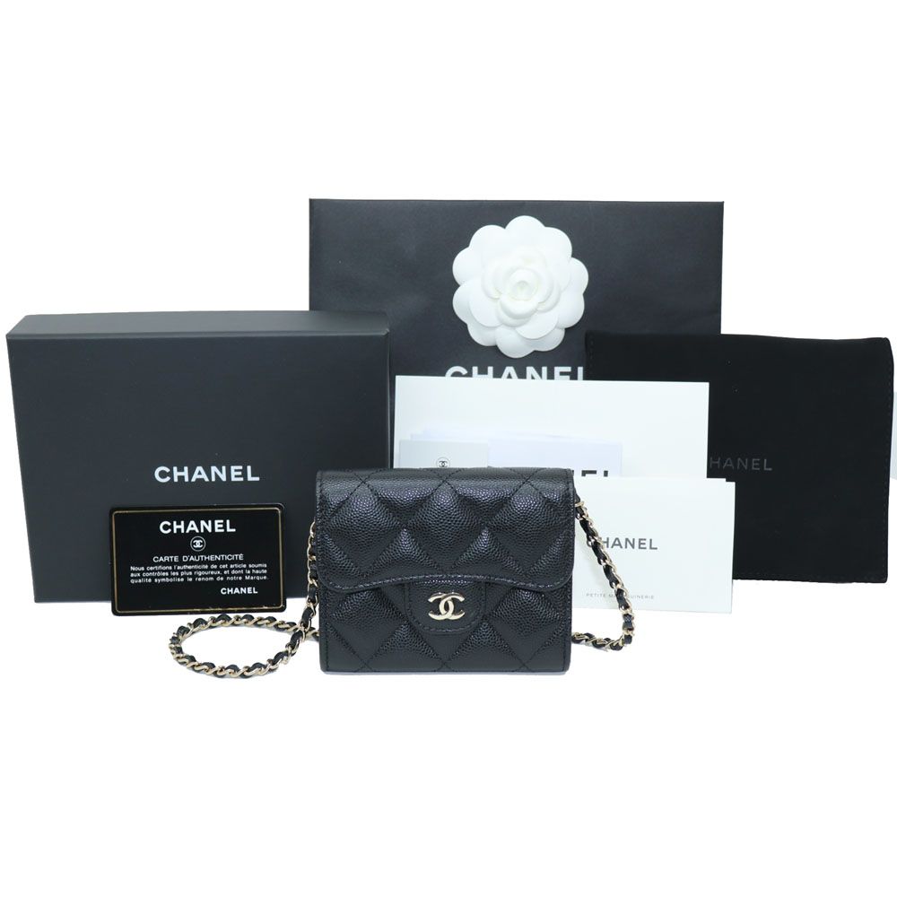 CHANEL Classic Caviar Card Chain Bag 31 Full Set AP0238 Mini Crossbody - 1-Time Use [Nearly New] - SKU AP0238