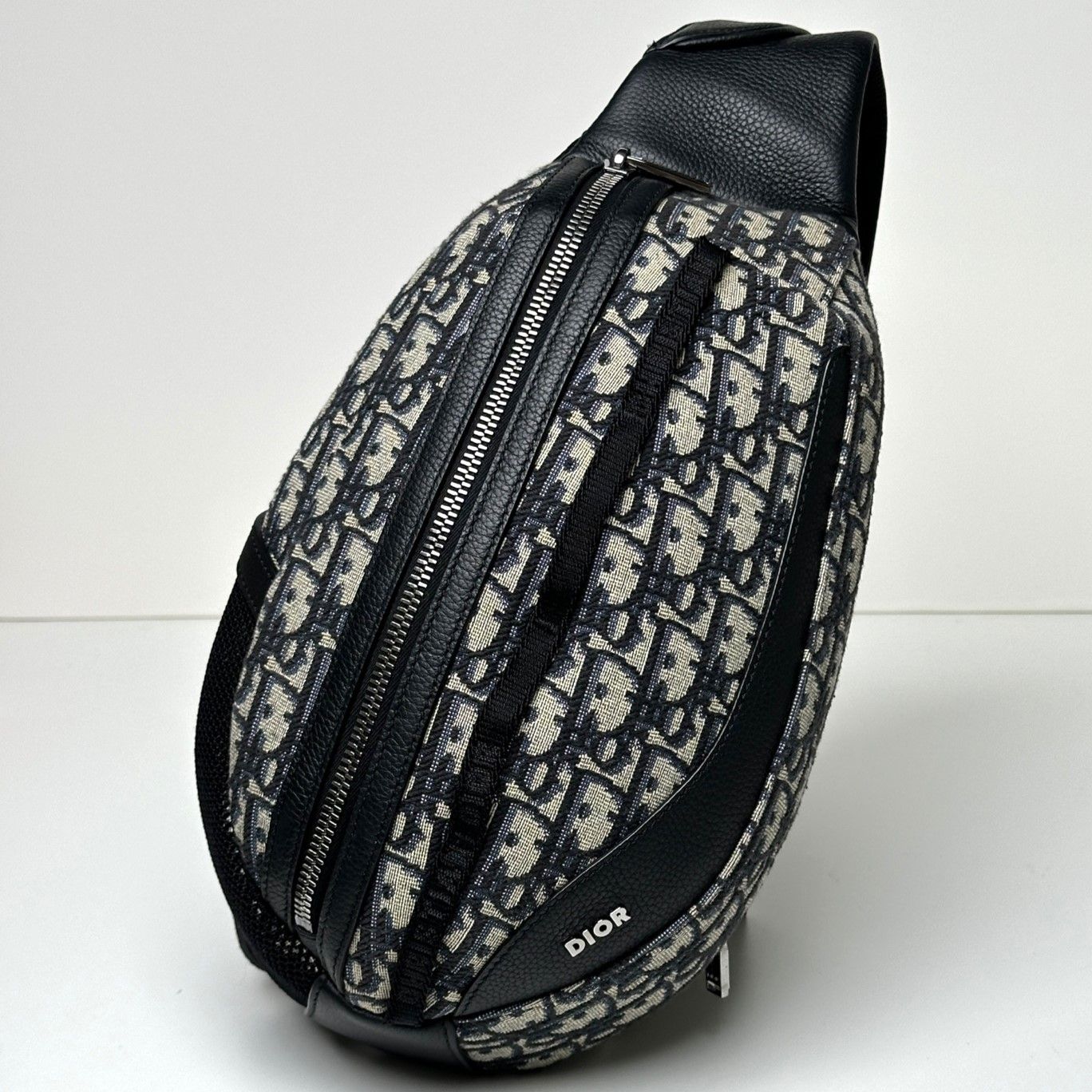 Dior Jacquard Scrap Bag Black Grained Calfskin 1ESBO040YKY