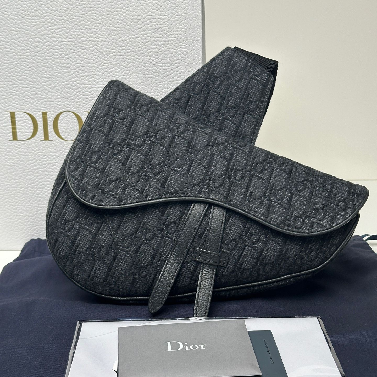 Dior Jacquard Men's Saddle Bag Black 1ADPO093