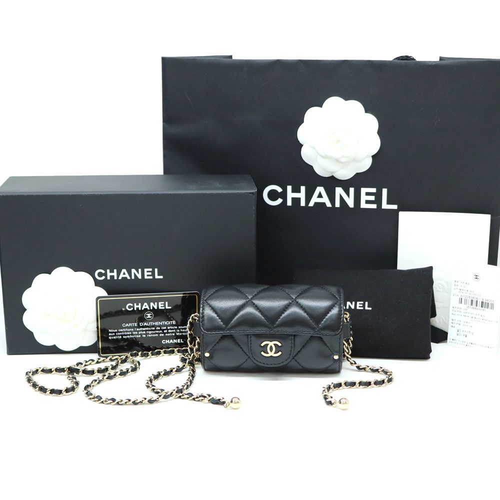 CHANEL Mini Crossbody Card Holder Jewel Chain Bag Full Set AP2285