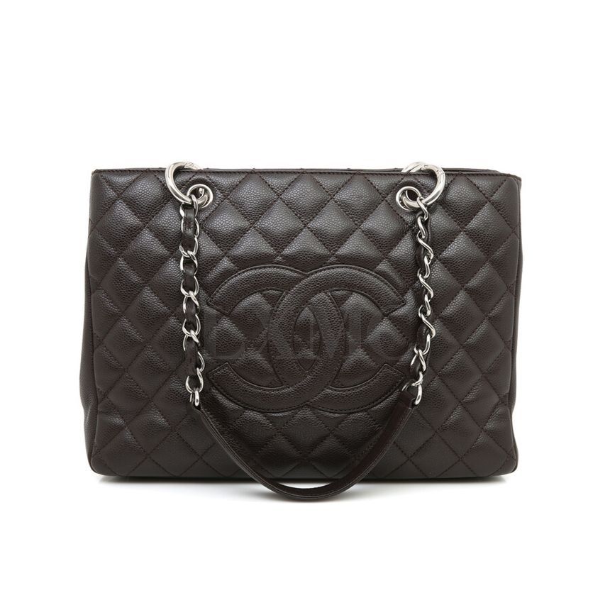CHANEL Caviar Grand Shopping Chain Shoulder Brown A50995