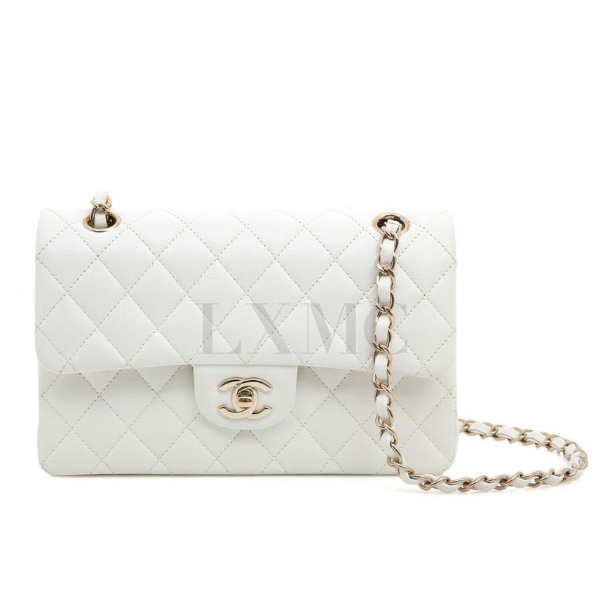 CHANEL Classic White Caviar Small Flap Chain Shoulder Bag SKU
