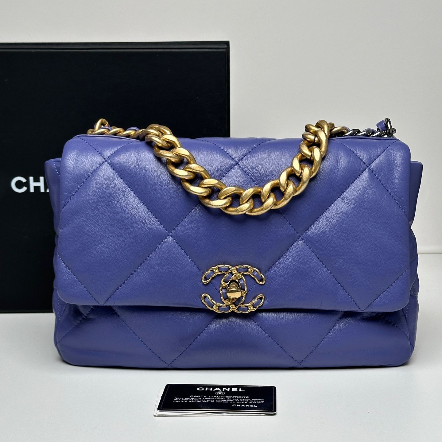 CHANEL Classic 19 Flap Bag Large 30s Purple AS1161