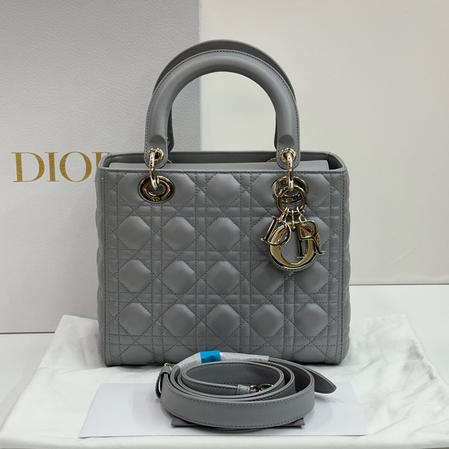 Dior Medium Gray Pearl Lady Bag M05650