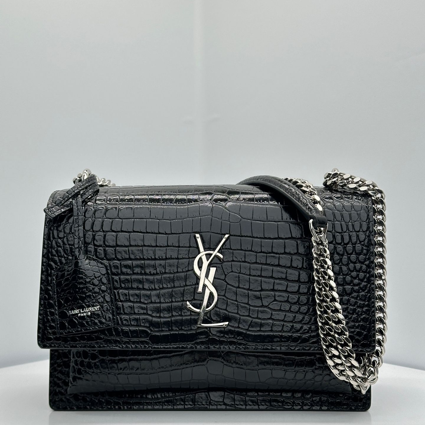 Saint Laurent Embossed Medium Leather Crossbody Bag Black 442906