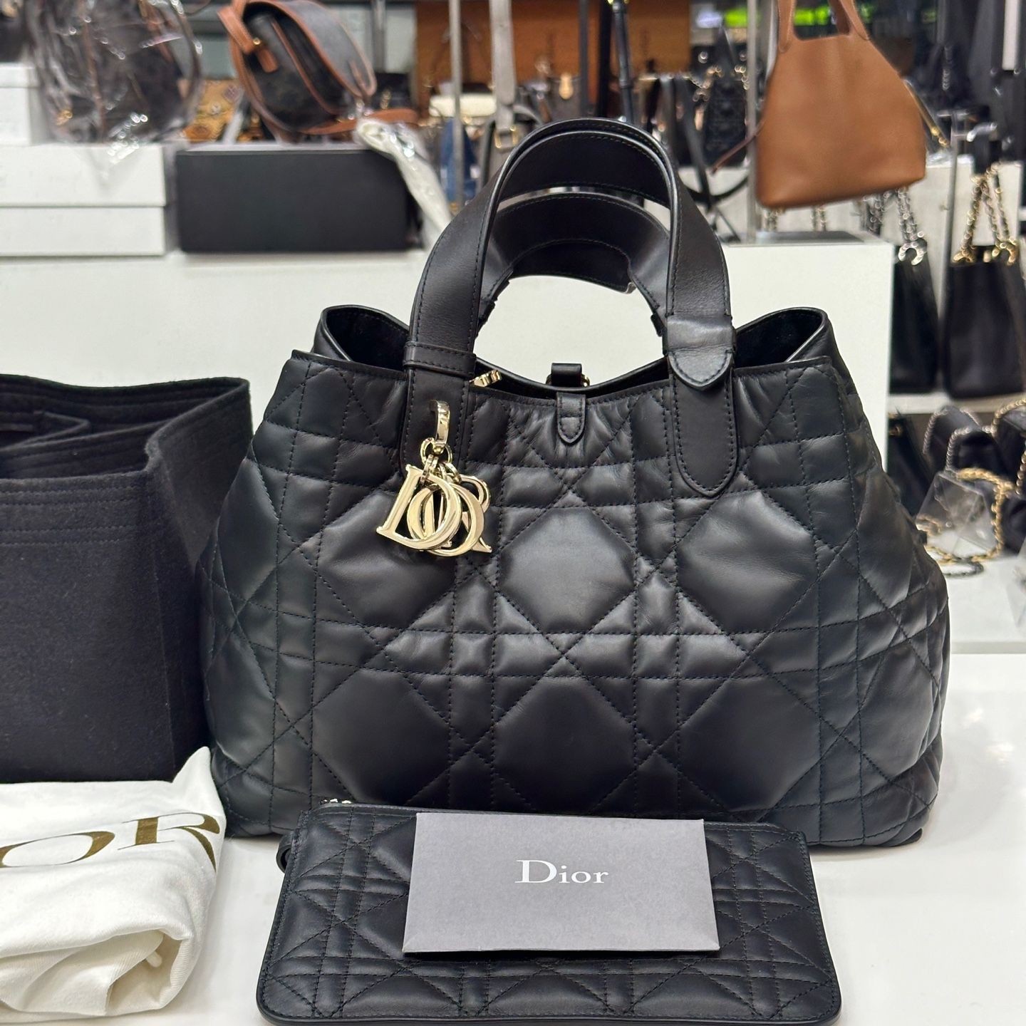 Dior Medium Black Tote Bag with Kanaju Details M2821OSHJ_M900