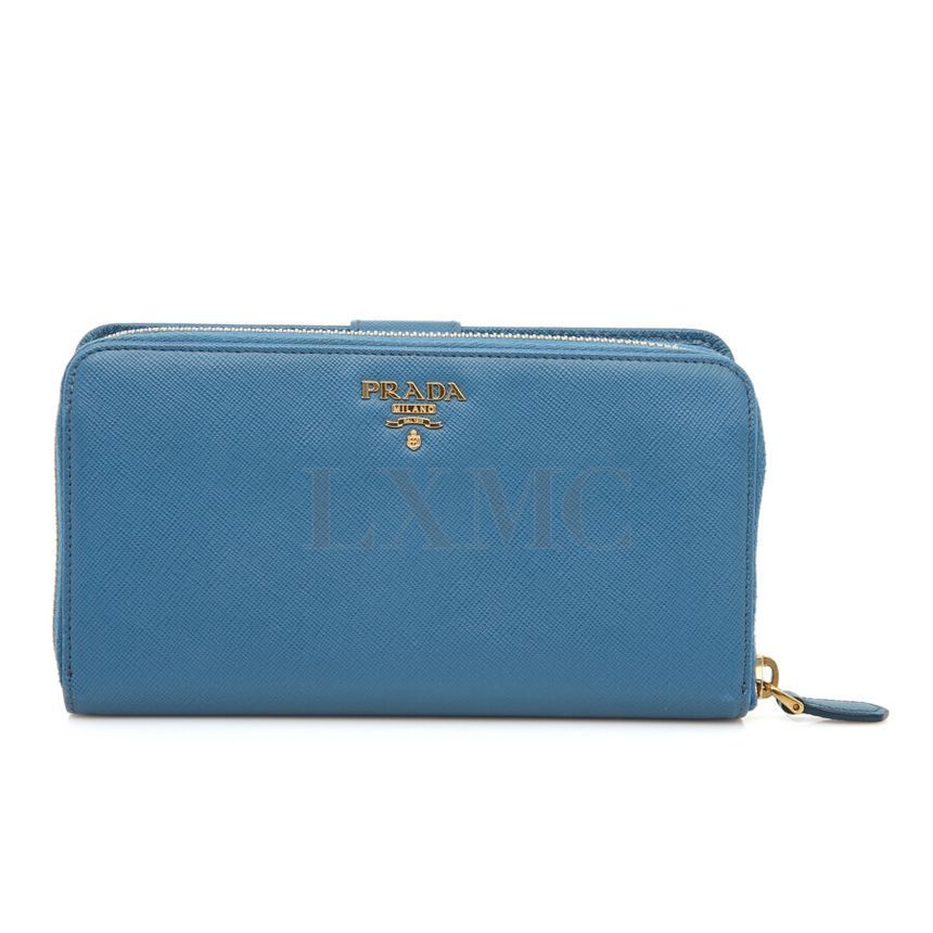 Prada Blue Zipper Long Wallet 1M1348
