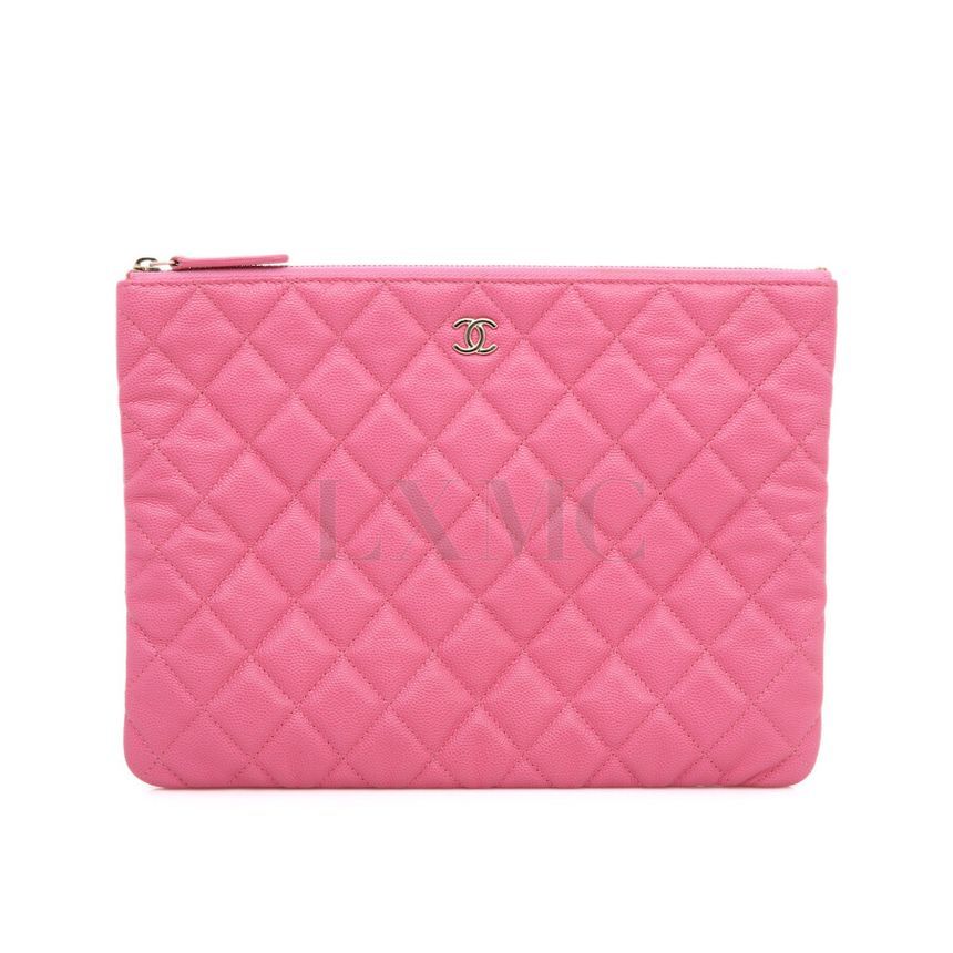 CHANEL Classic Caviar Clutch Medium Pink Zipper Pouch SKU