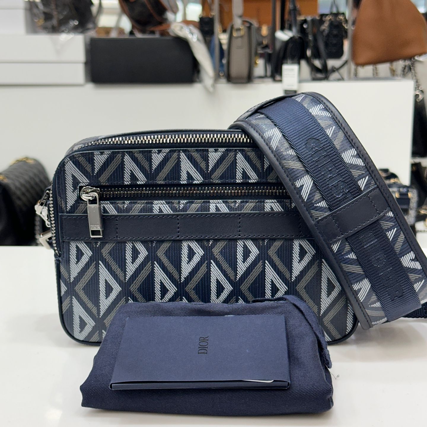 Dior Canvas Safari CD Strapback Navy Blue 1ESPO298CDP