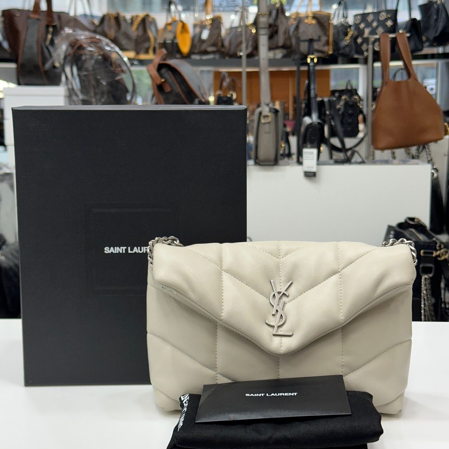 Saint Laurent Ivory Lulu Puffer Toy Shoulder Bag 7593371