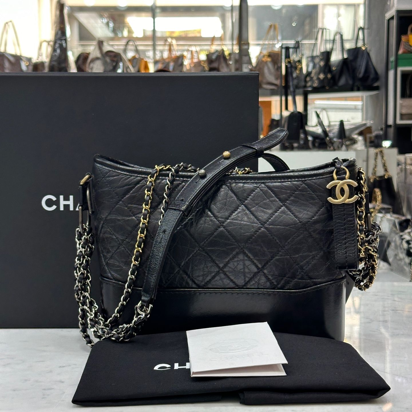 CHANEL Hobo Bag Medium Black AS1521