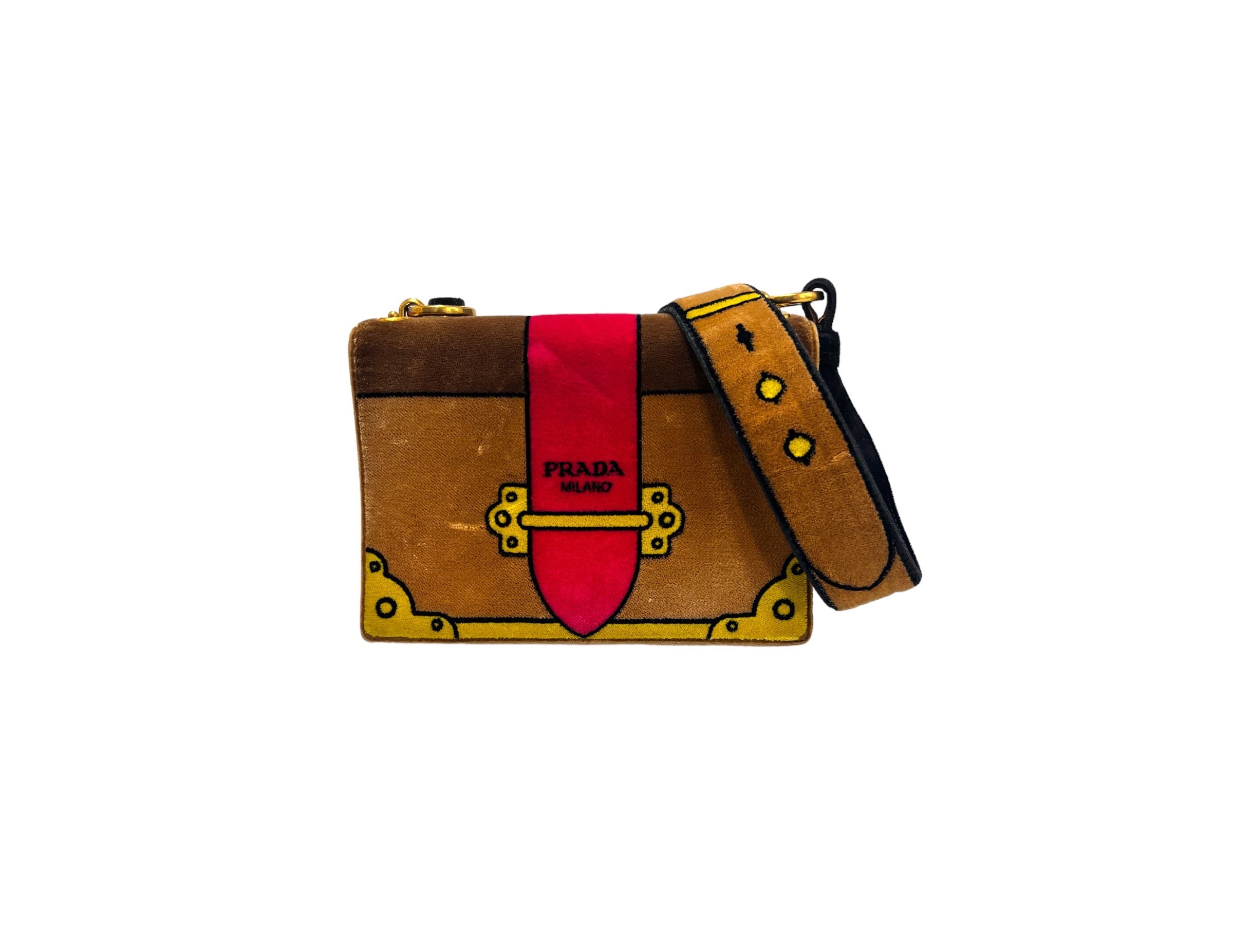 Prada Velvet Raffia Kai Shoulder Bag 1BD075