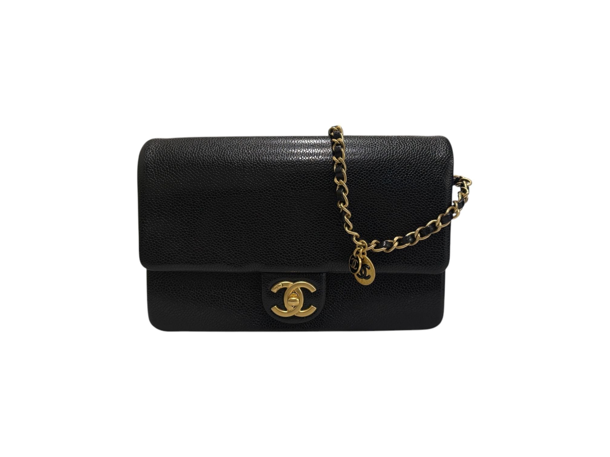 CHANEL Caviar Gloss Calfskin Small Flap Bag Black AS5186