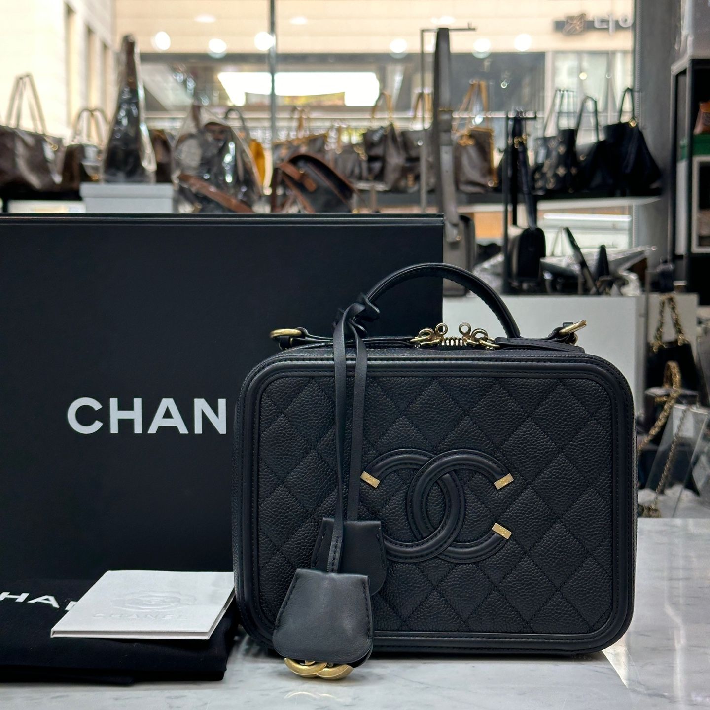 CHANEL Cosmetic Caviar Top Handle Crossbody Bag 26th