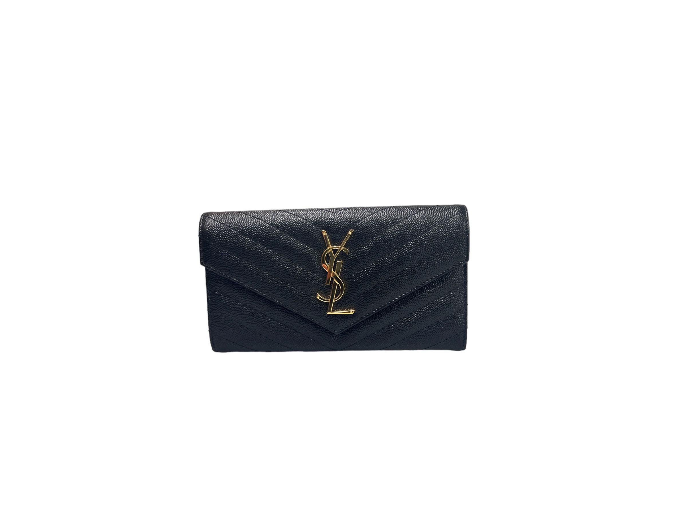Saint Laurent Monogram Flap Long Wallet Gold 372264