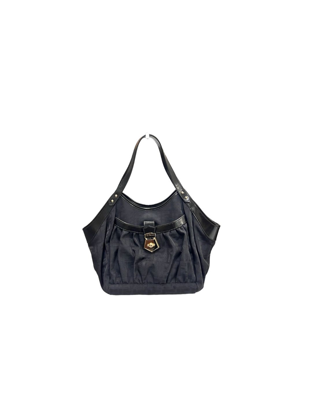 Fendi Canvas Tote Bag with FF Logo 8BR634 Black