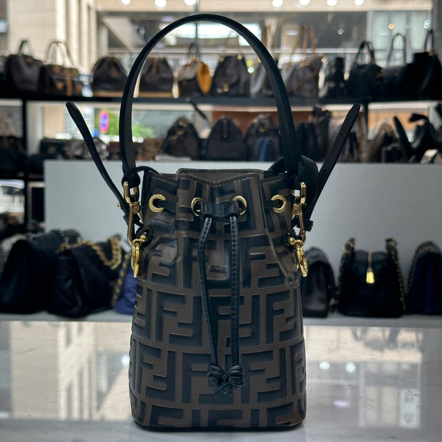 Fendi Mini Logo Bucket Bag Crossbody 8BS010