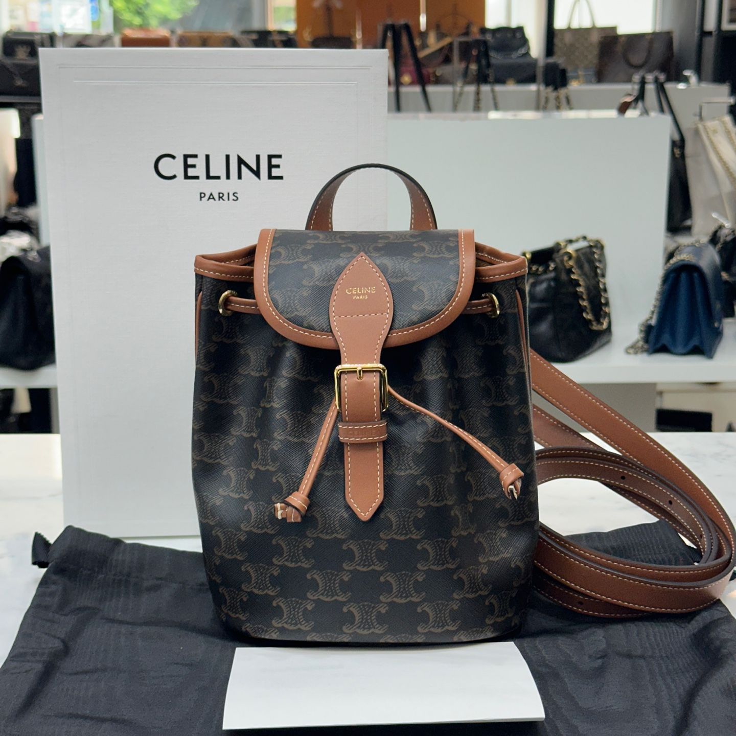 Celine Canvas Mini Polka Backpack 19662CAS