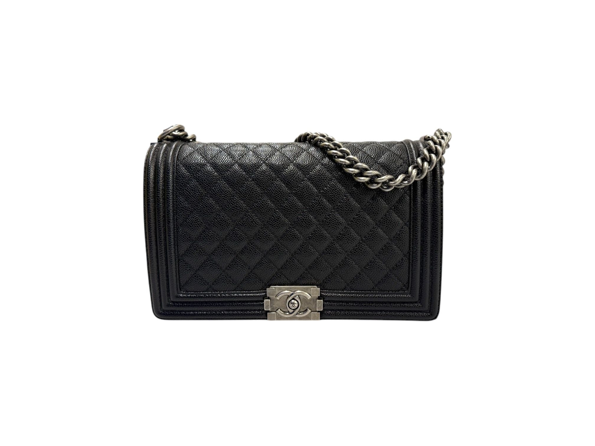 CHANEL Caviar Boy Bag Large Flap Black A92193