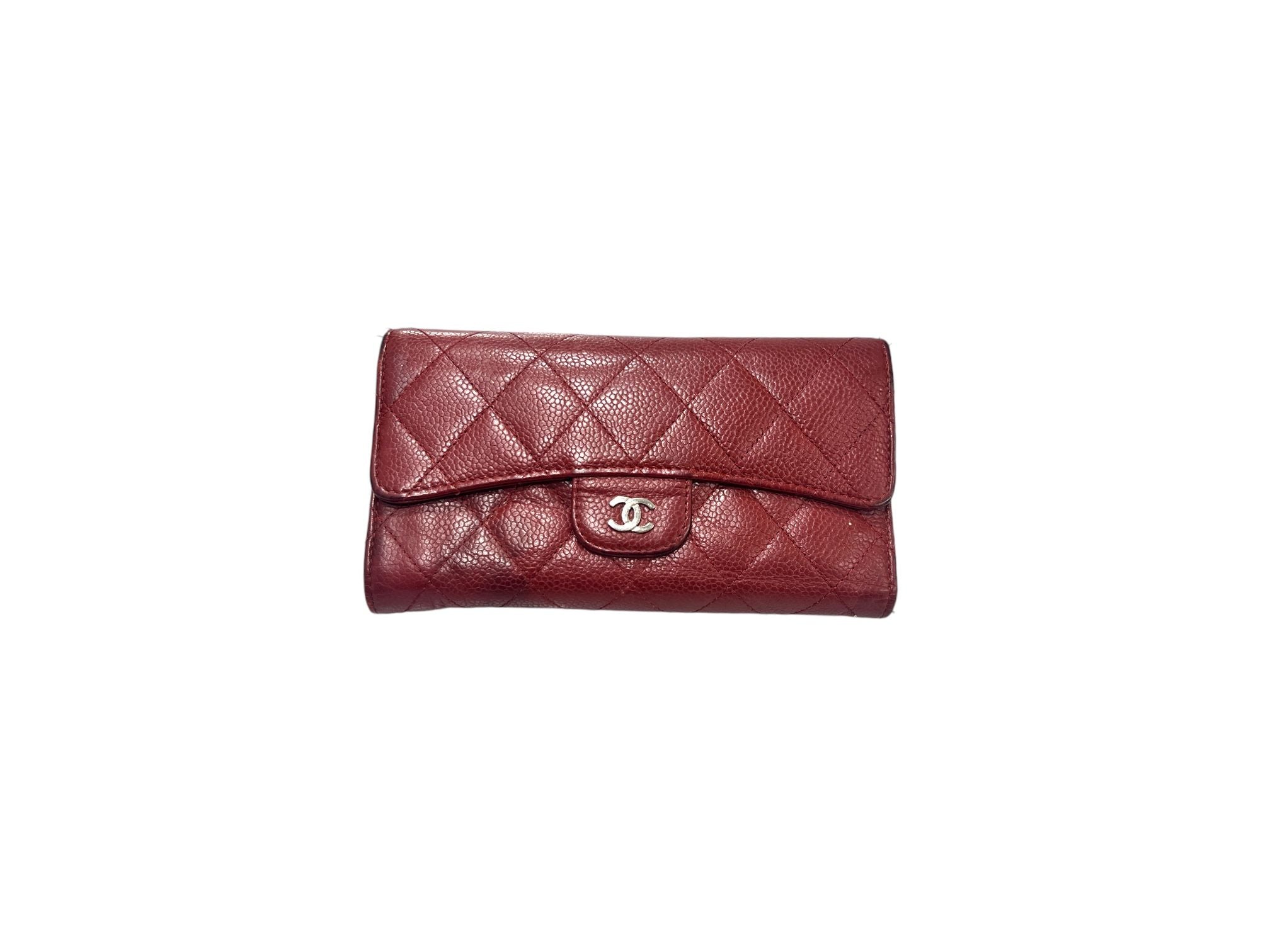 CHANEL Caviar Flap Long Wallet Burgundy SKU18
