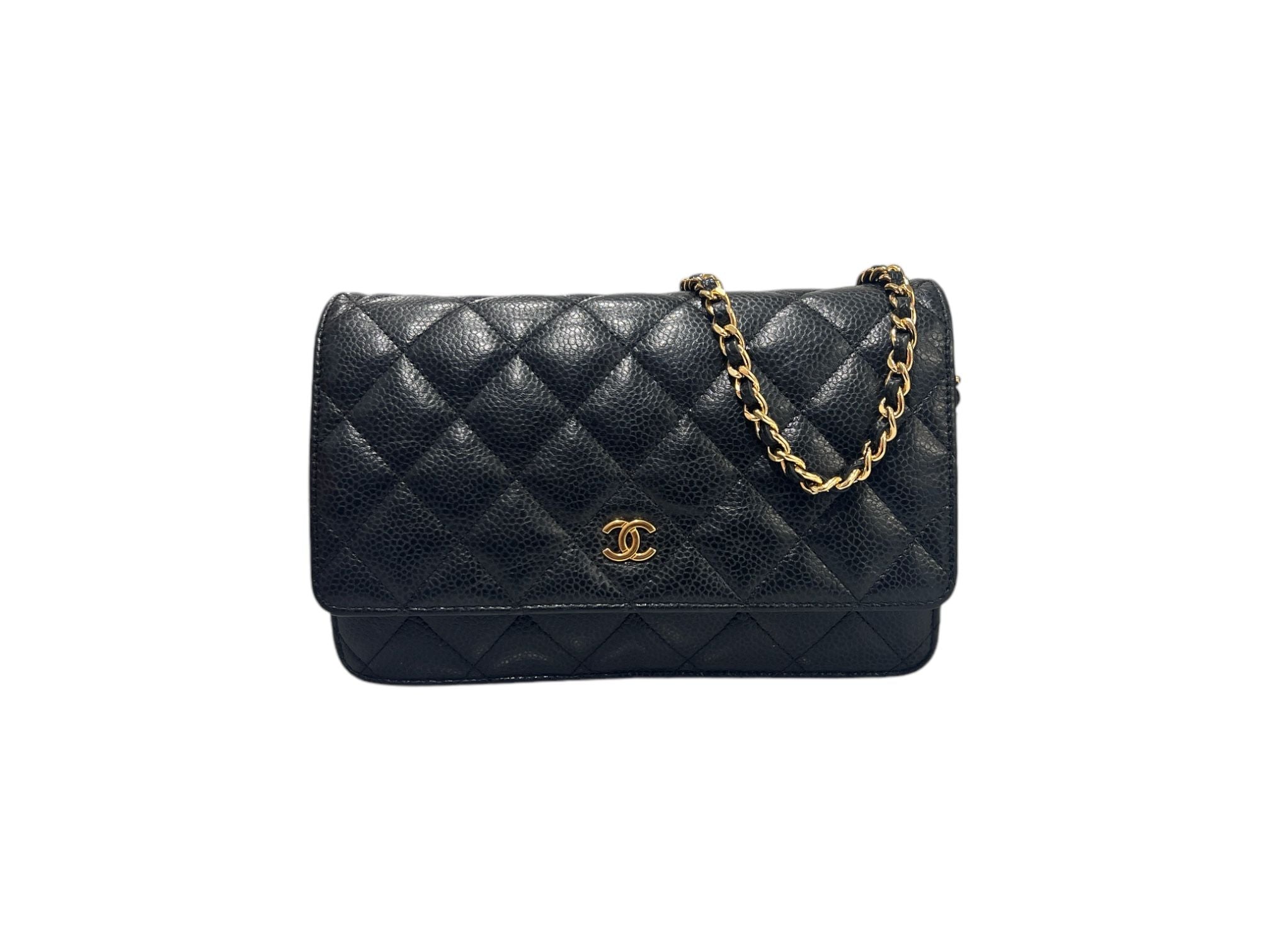 CHANEL Caviar WOC Chain Wallet Crossbody Bag Gold SKU 24
