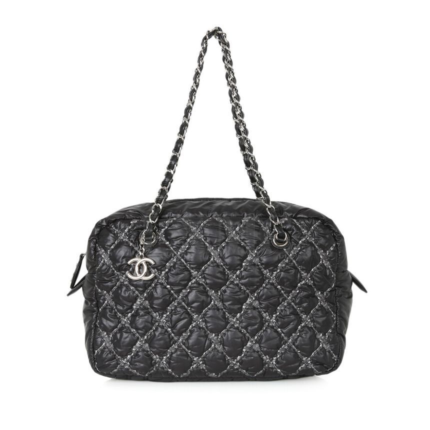 CHANEL Quilted Nylon Stitch Padding Shoulder Bag with Chain - Vintage Item SKU