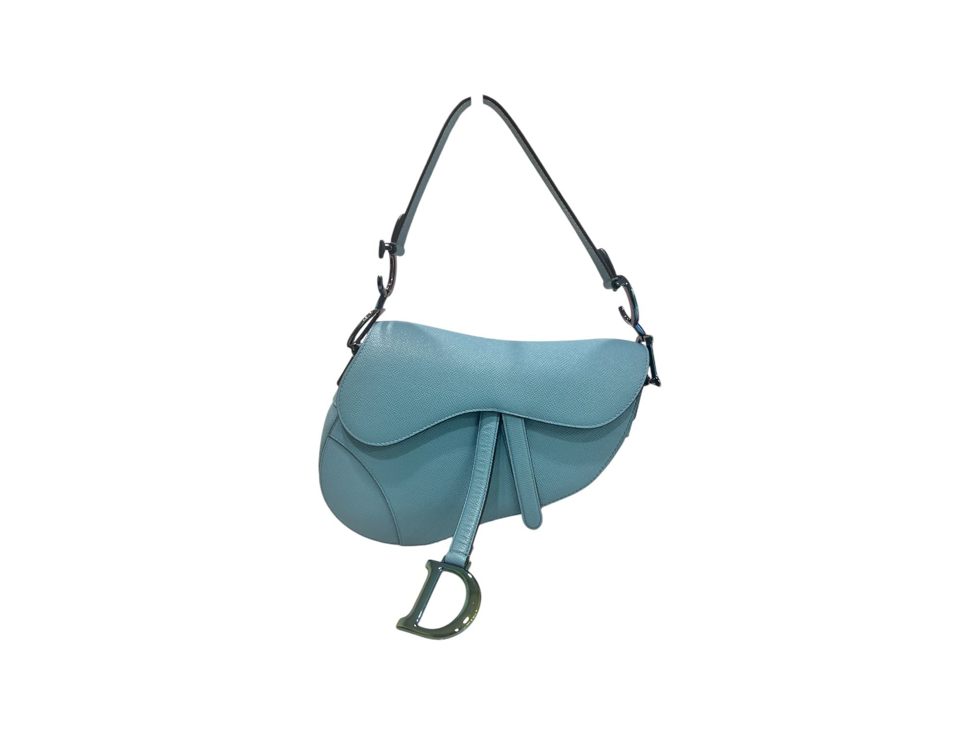 Dior Grained Calfskin Saddle Bag Azure Blue M04464BDG