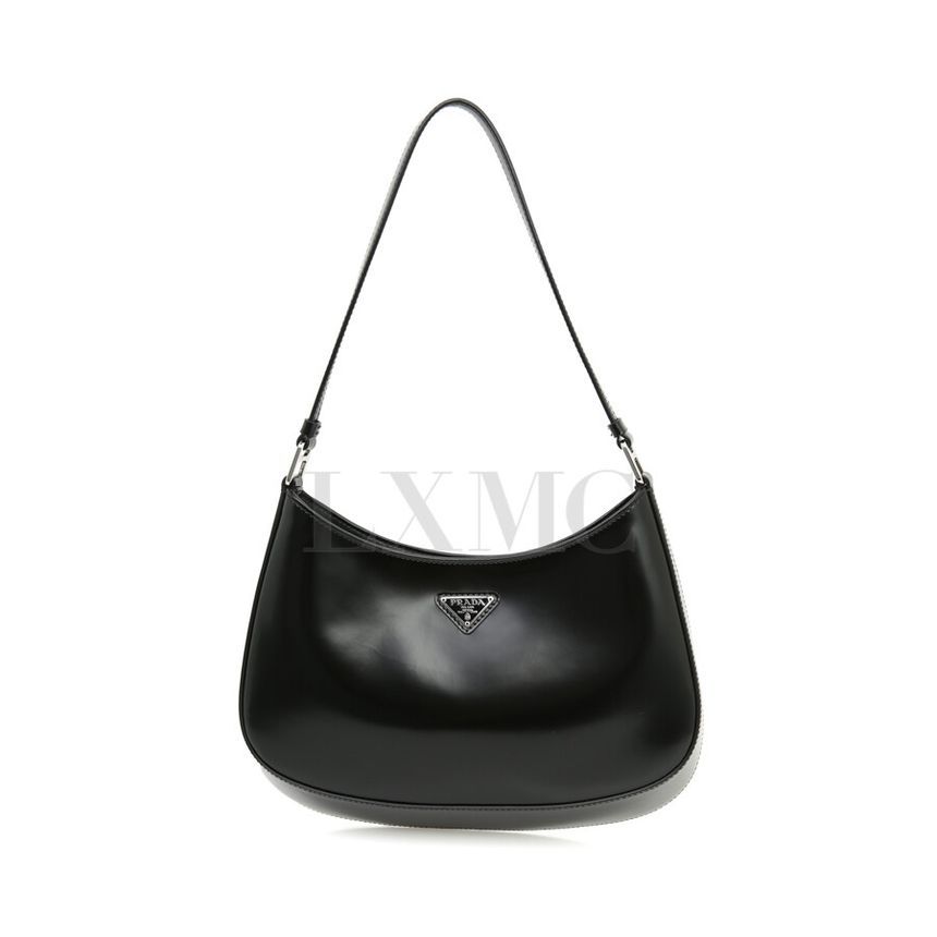Prada Cleo Brushed Shoulder Bag Black Hobo Bag 1BC499