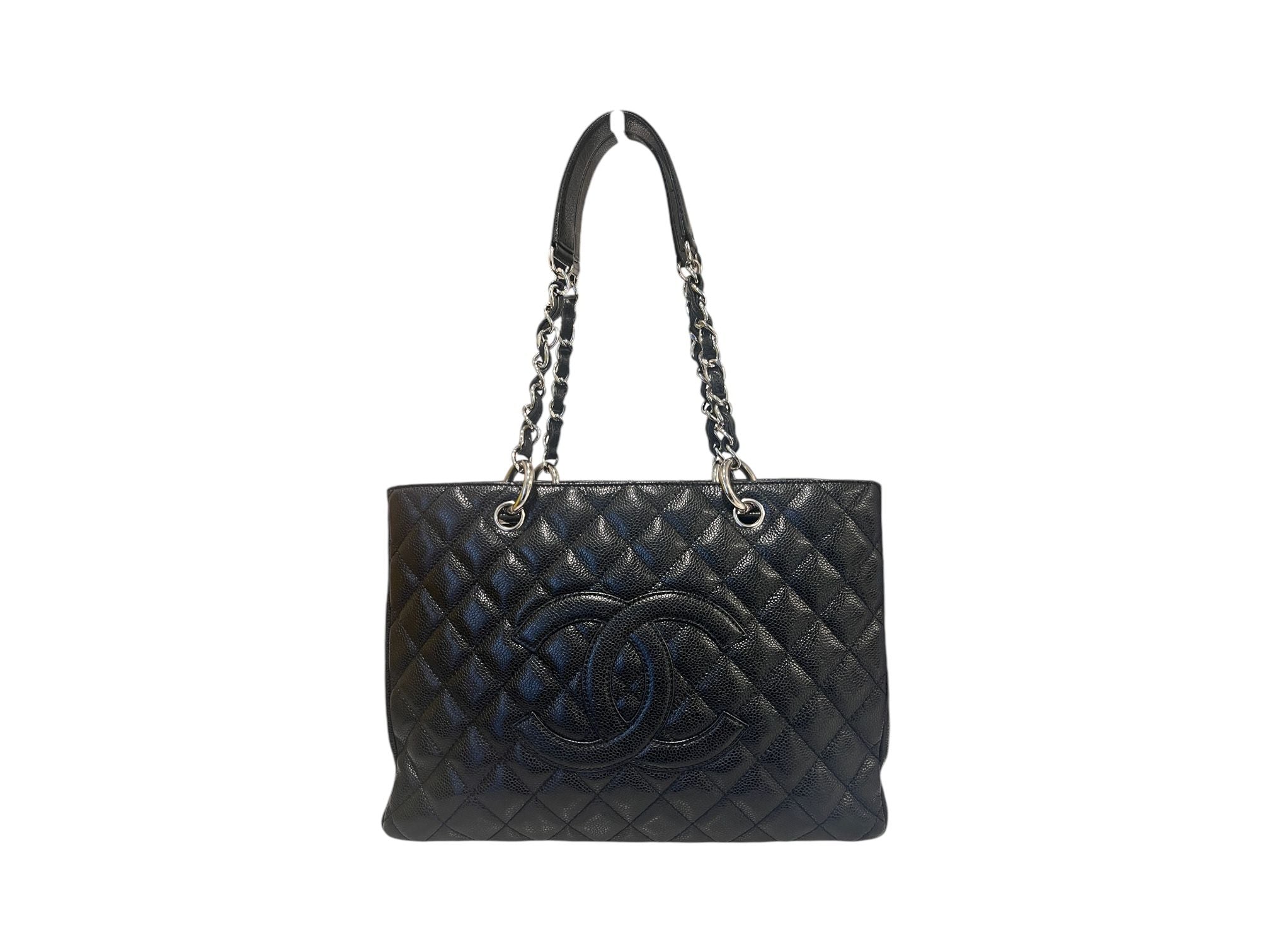 CHANEL Caviar Grand Shopping Chain Shoulder Bag - Black (SKU: 12)
