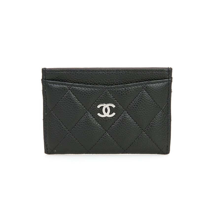CHANEL Classic Caviar Card Wallet Black Card Holder AP0213